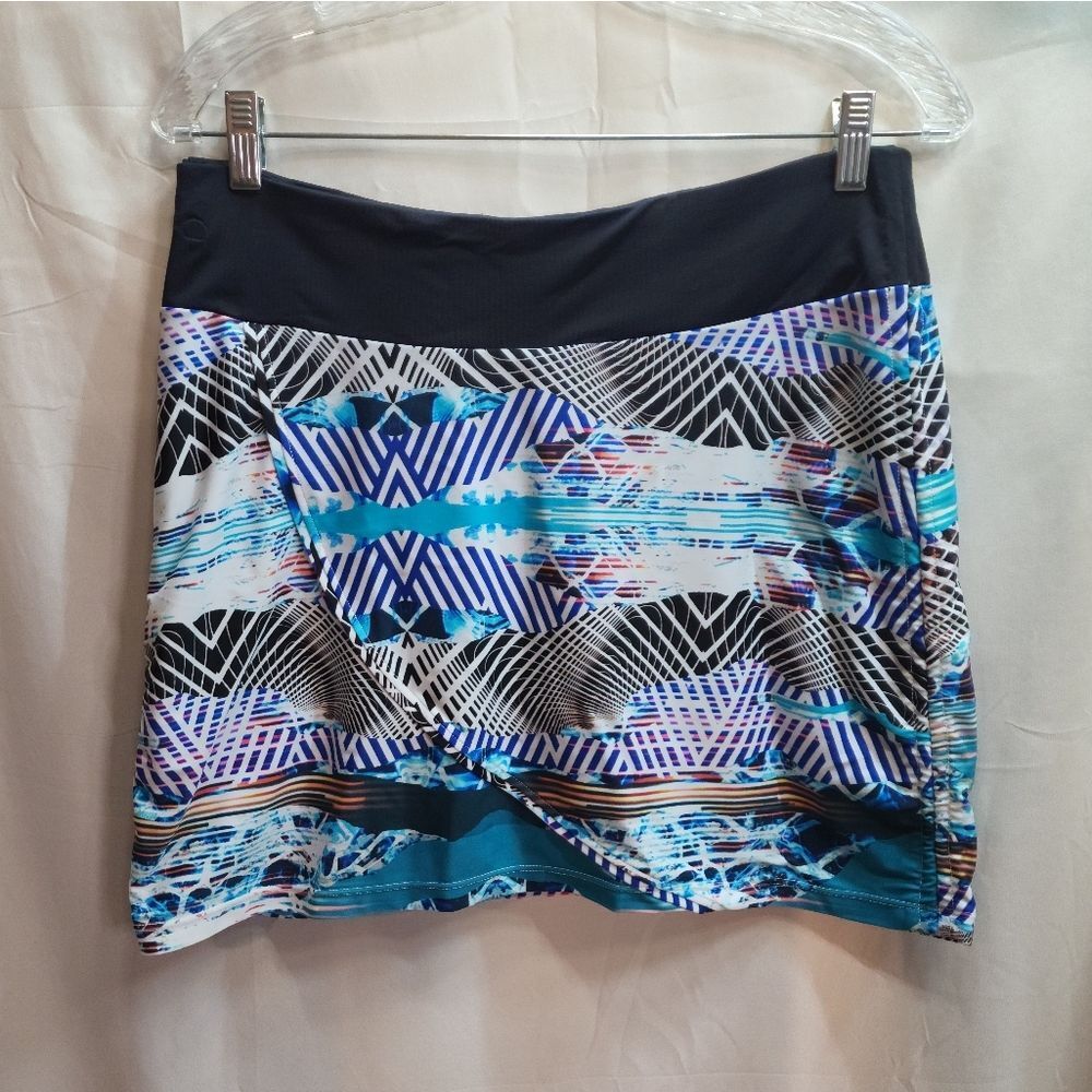 Women's Black & Teal Print Skort